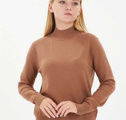 Modest Sporty Style Long Sleeve Turtleneck Blouse - G - Line