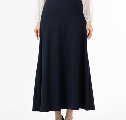 Navy A - Line Style Comfy Maxi Dress Skirt - G - Line