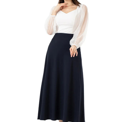 Navy A - Line Style Comfy Maxi Dress Skirt - G - Line