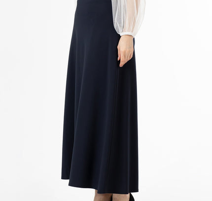 Navy A - Line Style Comfy Maxi Dress Skirt - G - Line