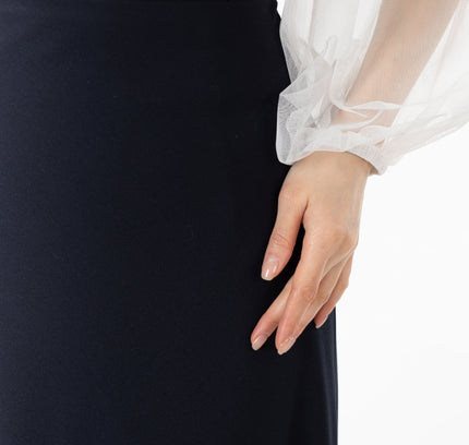 Navy A - Line Style Comfy Maxi Dress Skirt - G - Line