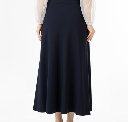 Navy A - Line Style Comfy Maxi Dress Skirt - G - Line