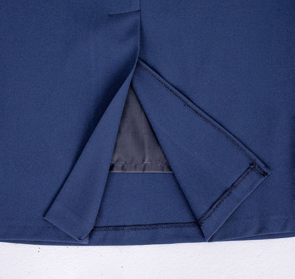 Navy Blue Back Vented Midi Pencil Skirt - G - Line