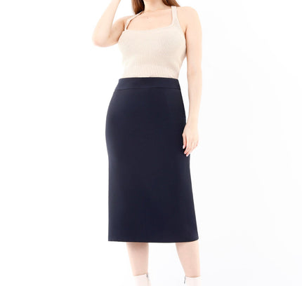 Navy Blue Back Vented Midi Pencil Skirt - G - Line