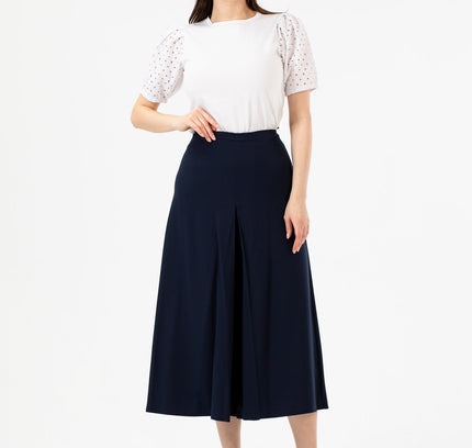 Navy Blue Cropped Palazzo Pants - G - Line