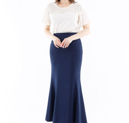 Navy Blue Fishtail Maxi Skirt - G - Line