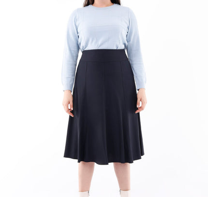 Navy Eight Gore Calf Length Midi Skirt for Every Occasion - G - Line