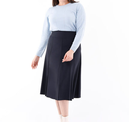 Navy Eight Gore Calf Length Midi Skirt for Every Occasion - G - Line