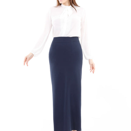 Navy Maxi Back Slit Pencil Skirt - G - Line