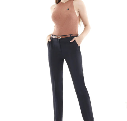 Navy Straight Leg Pants with Pockets and Belt - G - Line