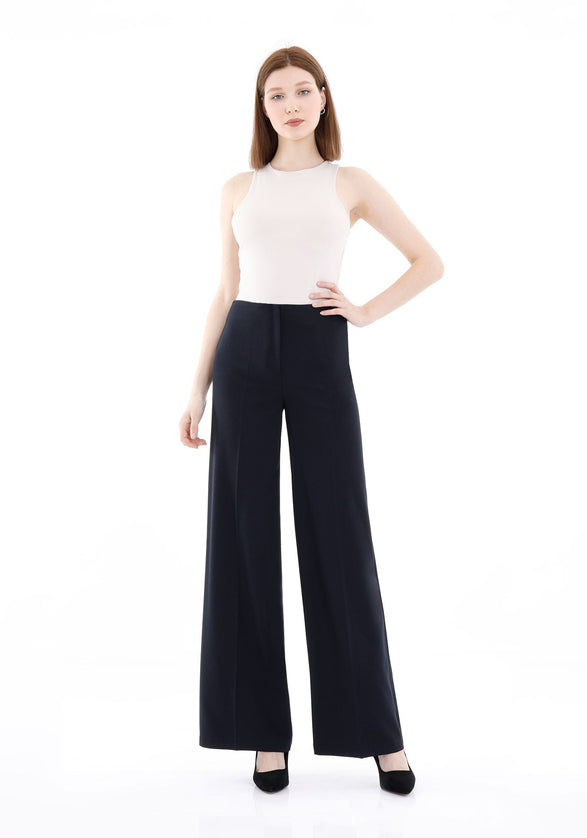 Navy Wide - Leg Pants for a Sleek and Stylish Look - G - Line