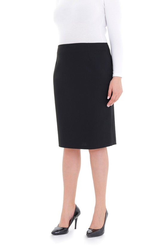 Oversized Comfort Fit Knee - High Black Midi Pencil Skirt - G - Line