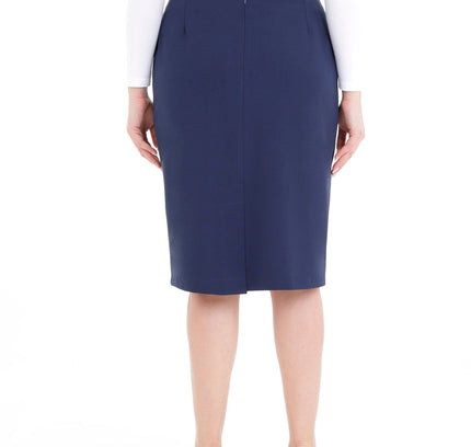 Oversized Comfort Fit Knee - High Navy Midi Pencil Skirt - G - Line