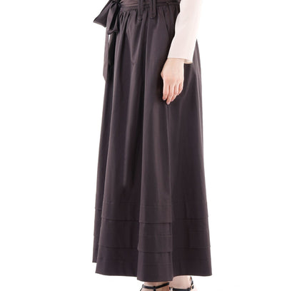 Paper Bag Flared A - Line Maxi Skirt With Pockets And Belt - G - Line