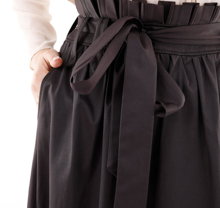 Paper Bag Flared A - Line Maxi Skirt With Pockets And Belt - G - Line