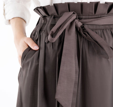 Paper Bag Flared A - Line Maxi Skirt With Pockets And Belt - G - Line