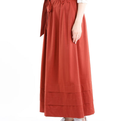 Paper Bag Flared A - Line Maxi Skirt With Pockets And Belt - G - Line