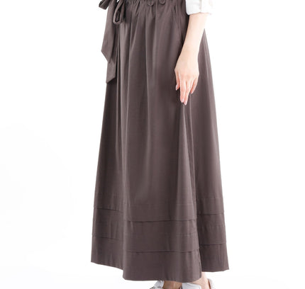 Paper Bag Flared A - Line Maxi Skirt With Pockets And Belt - G - Line