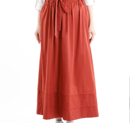 Paper Bag Flared A - Line Maxi Skirt With Pockets And Belt - G - Line