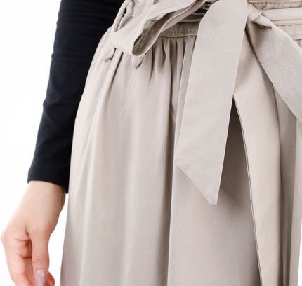 Paper Bag Flared A - Line Maxi Skirt With Pockets And Belt - G - Line