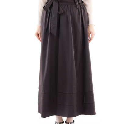 Paper Bag Flared A - Line Maxi Skirt With Pockets And Belt - G - Line