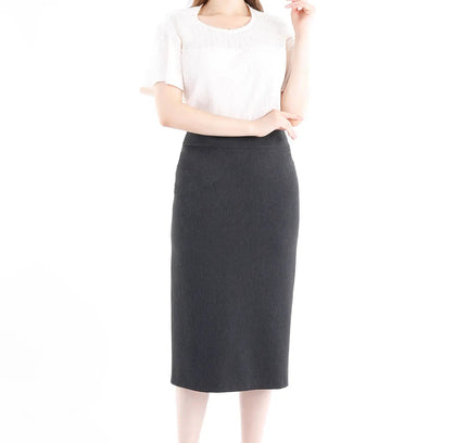 Pencil High Waisted Midi Skirt with Back Slit - G - Line