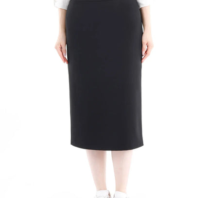 Pencil High Waisted Midi Skirt with Back Slit - G - Line