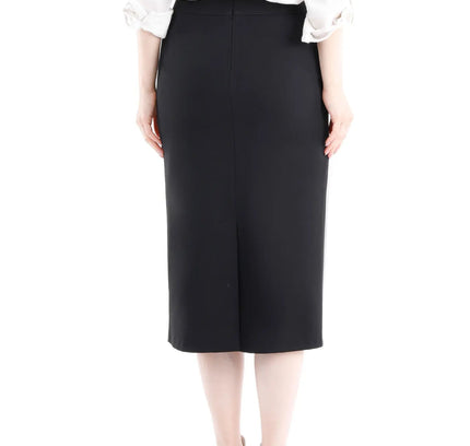 Pencil High Waisted Midi Skirt with Back Slit - G - Line