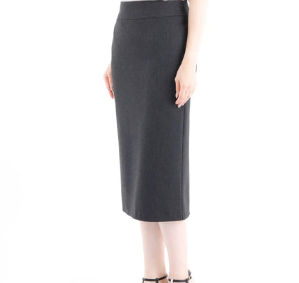 Pencil High Waisted Midi Skirt with Back Slit - G - Line