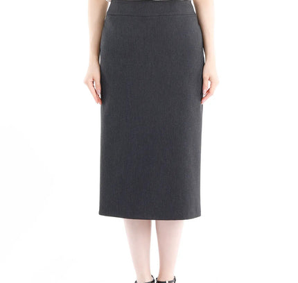 Pencil High Waisted Midi Skirt with Back Slit - G - Line