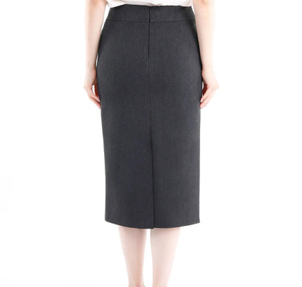 Pencil High Waisted Midi Skirt with Back Slit - G - Line