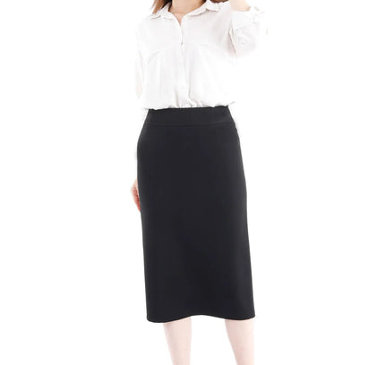 Pencil High Waisted Midi Skirt with Back Slit - G - Line