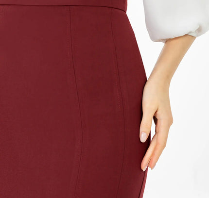 Plus and Regular Size Classic Pencil Midi Skirt with Back Slit - G - Line