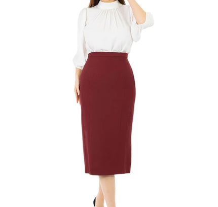 Plus and Regular Size Classic Pencil Midi Skirt with Back Slit - G - Line