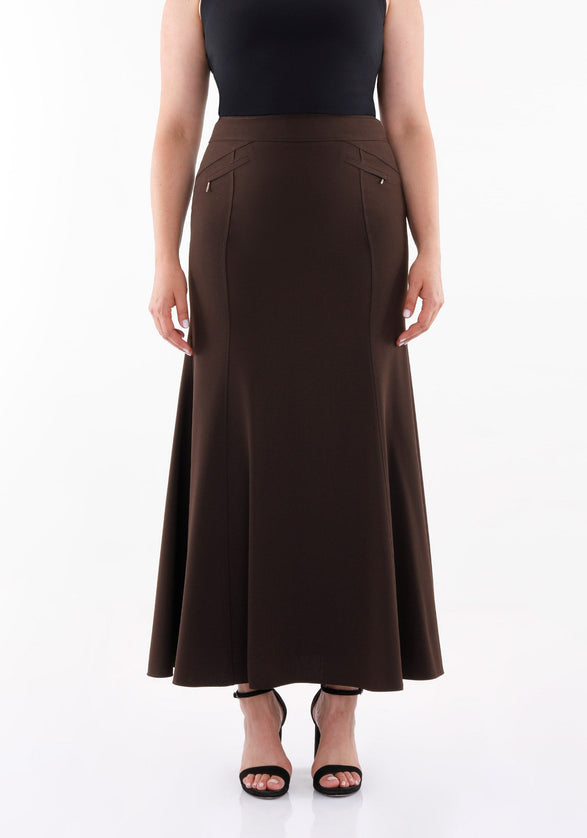 Plus Size Oversized Brown Maxi Fishtail Skirt - G - Line