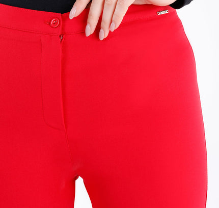 Red Ankle Length Skinny Pants - G - Line