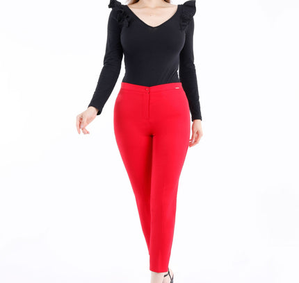 Red Ankle Length Skinny Pants - G - Line