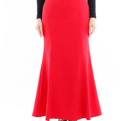 Red Fishtail Maxi Skirt - G - Line