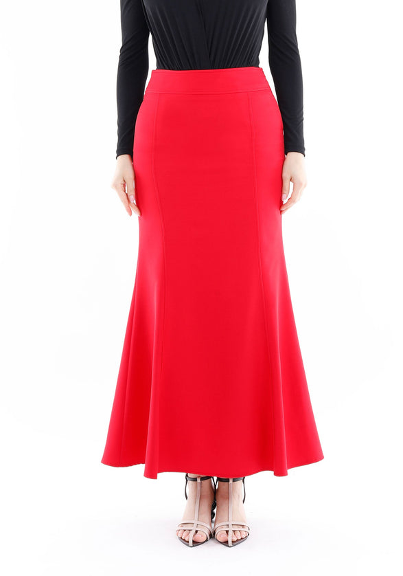Red Fishtail Maxi Skirt - G - Line