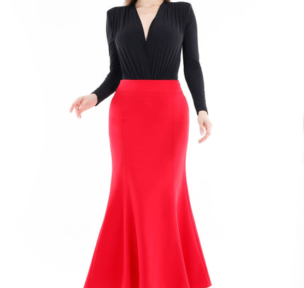 Red Fishtail Maxi Skirt - G - Line