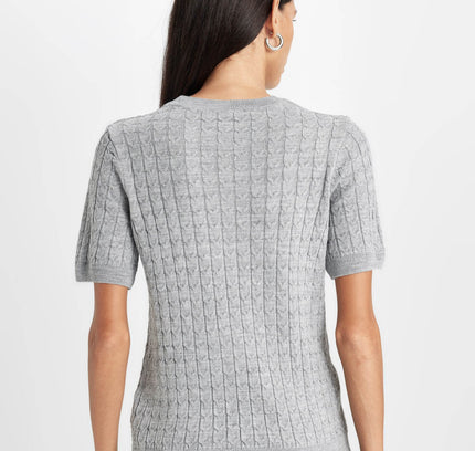 Regular Fit Crew Neck Short Sleeve Tricot Sweater