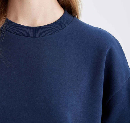 Navy Blue Regular Fit Normal Fit Basic Thick Fleece Inside Tracksuit Set