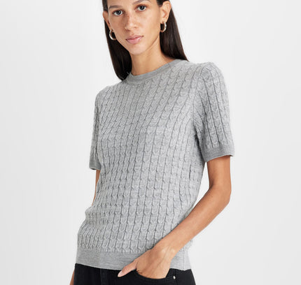 Regular Fit Crew Neck Short Sleeve Tricot Sweater