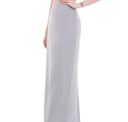 Silver Ankle Length Plus Size Back Split Maxi Skirt - G - Line