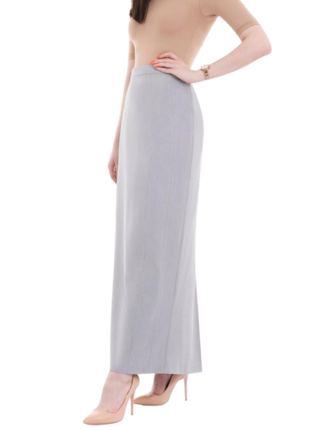 Silver Ankle Length Plus Size Back Split Maxi Skirt - G - Line