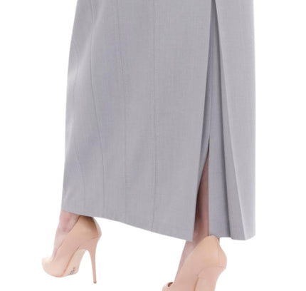 Silver Ankle Length Plus Size Back Split Maxi Skirt - G - Line