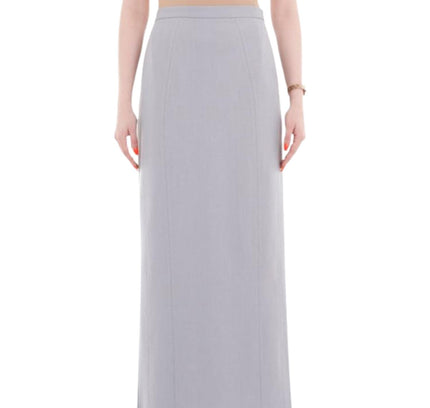 Silver Ankle Length Plus Size Back Split Maxi Skirt - G - Line