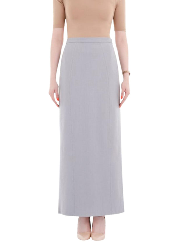 Silver Ankle Length Plus Size Back Split Maxi Skirt - G - Line