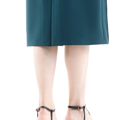 Stitch Detail Green Pencil Midi Skirt - G - Line