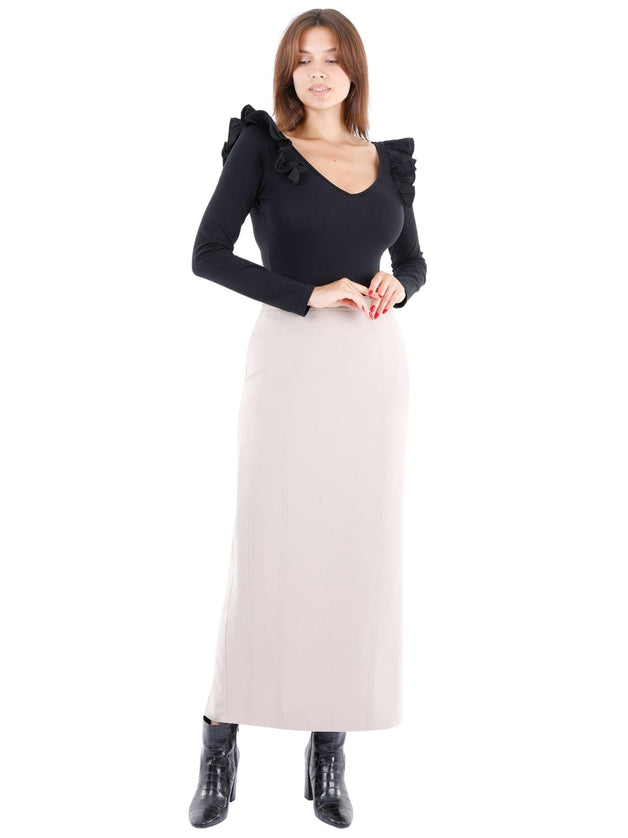 Stone Ankle Length Plus Size Back Split Maxi Skirt - G - Line